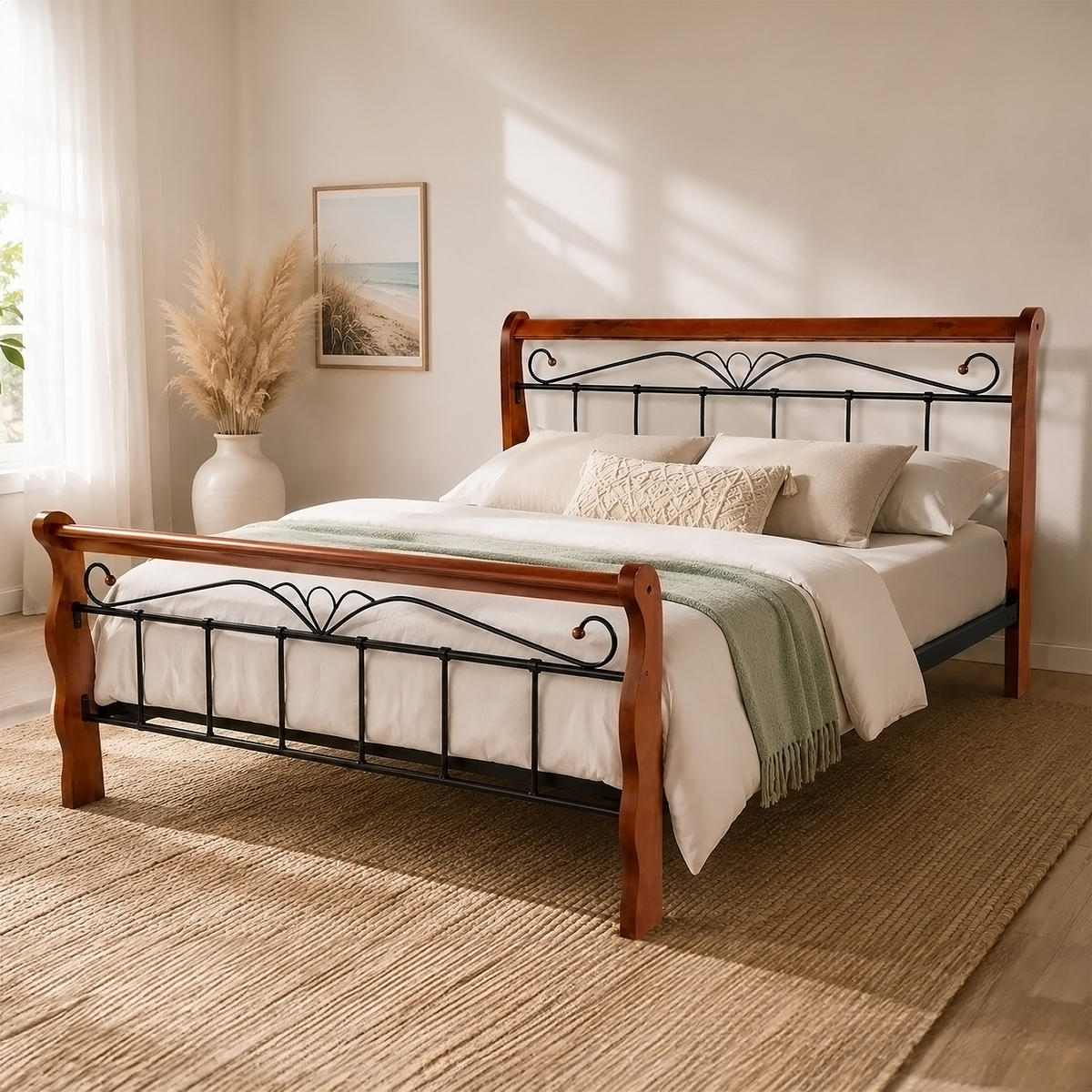 METALLBETT 160/200 cm in Schwarz mit Lattenrost - Schwarz, Metall - Homestyle4u