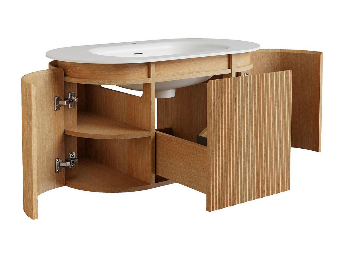 EINZELWASCHTISCH - 90 cm x 50 cm - holz - naturfarben hell Liliko - Naturfarben, Holz (90/46/50cm) - Vente-Unique