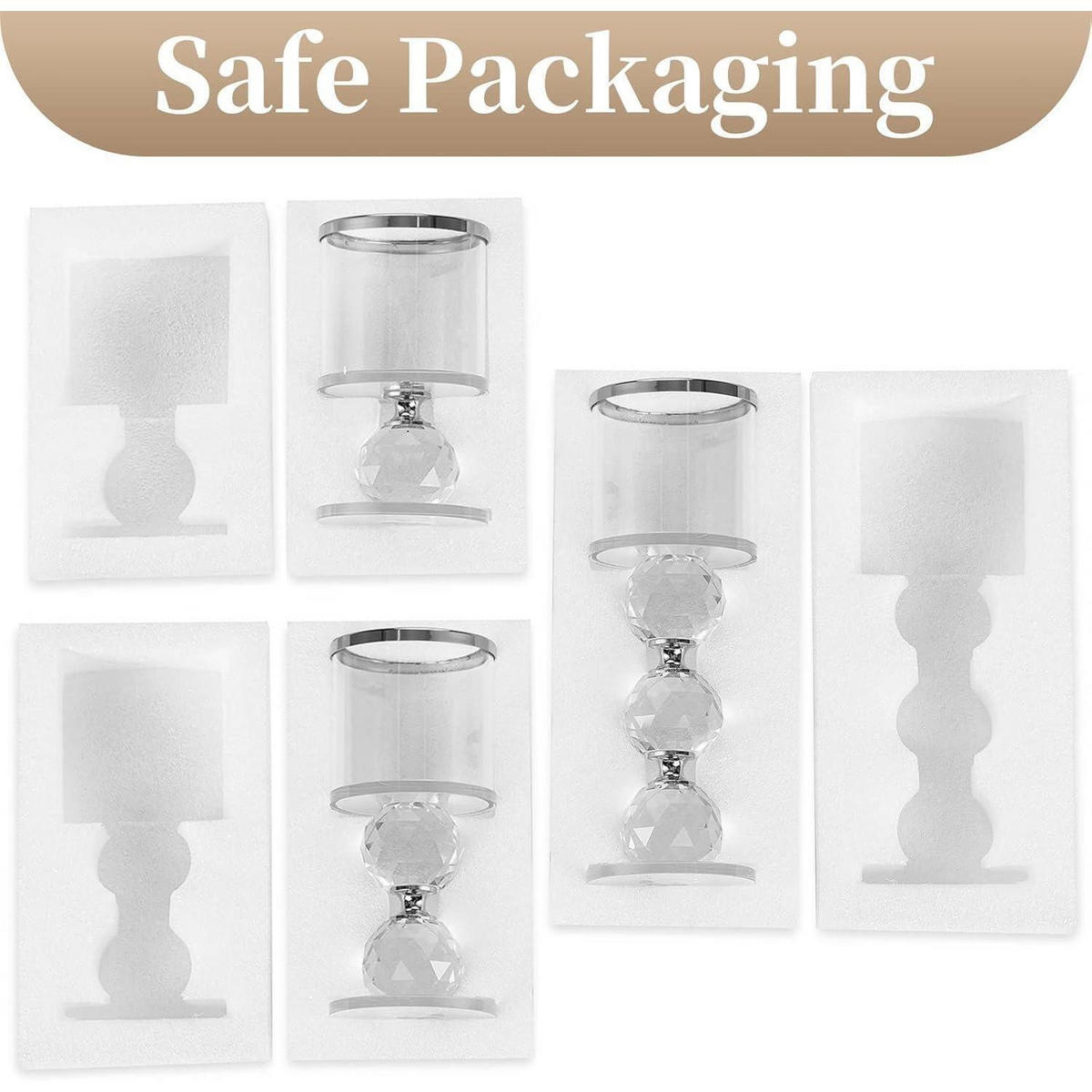 KERZENSTÄNDER 3-teiliges Set Kristall Glas Silber - Silberfarben, Glas (7/19.5/7cm)