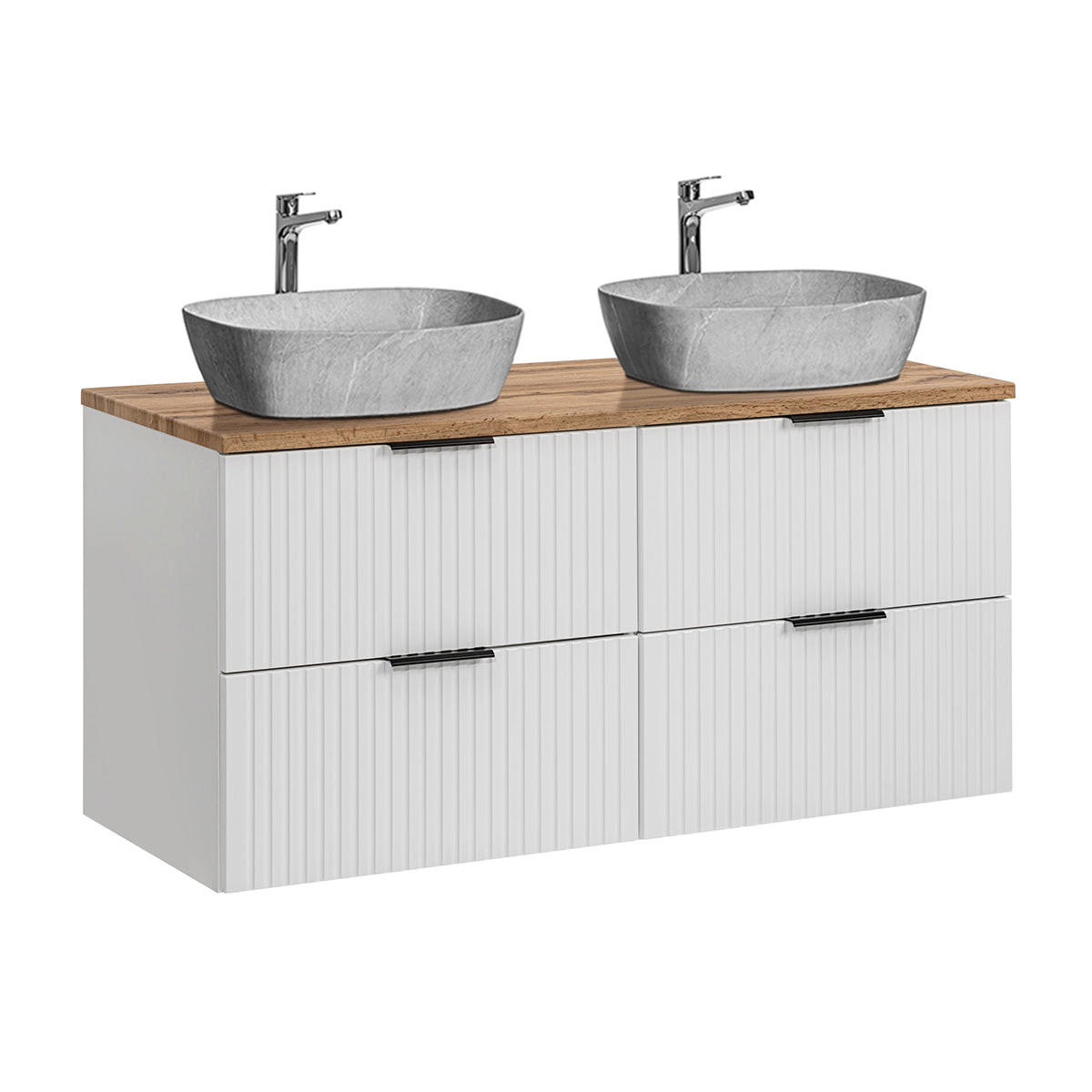 DOPPELWASCHTISCH 120.8cm Adriel Weiß - Weiß, Holzwerkstoff (120.8/59/46cm) - Petits-meubles