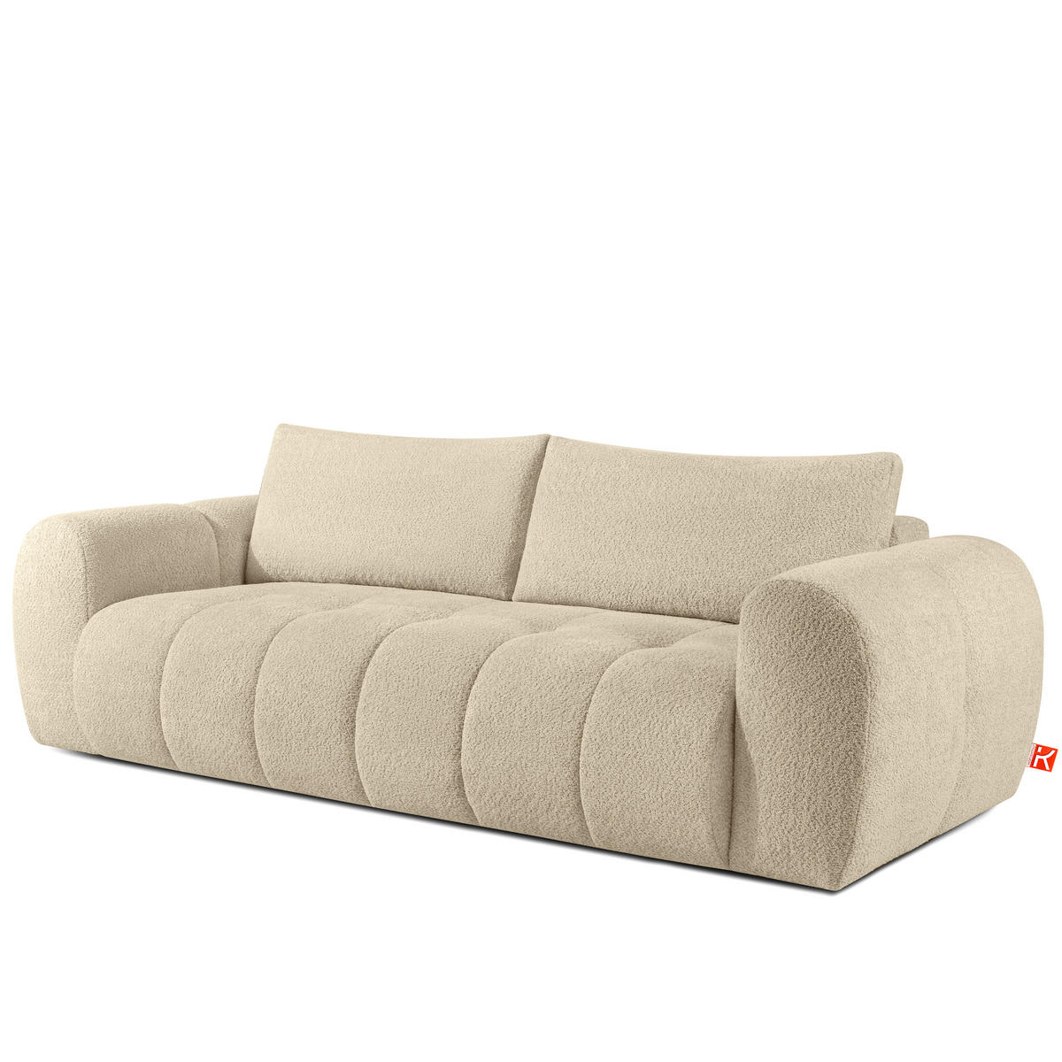 EINZELSOFA LIRA, Hellbeige, Bouclé - Beige, Holz/Holzwerkstoff (256/84/112cm) - KONSIMO®