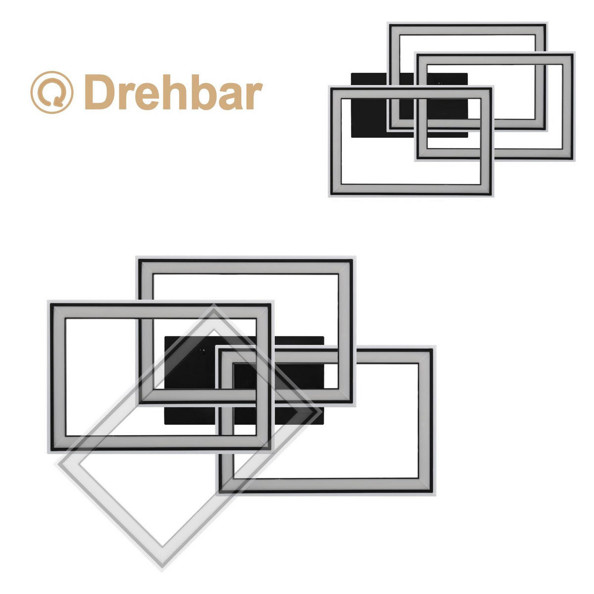 LED-DECKENLEUCHTE Eichgrimm 33.5/9.0/54.0 cm - Schwarz, Metall (54/33.5/9cm) - ZMH