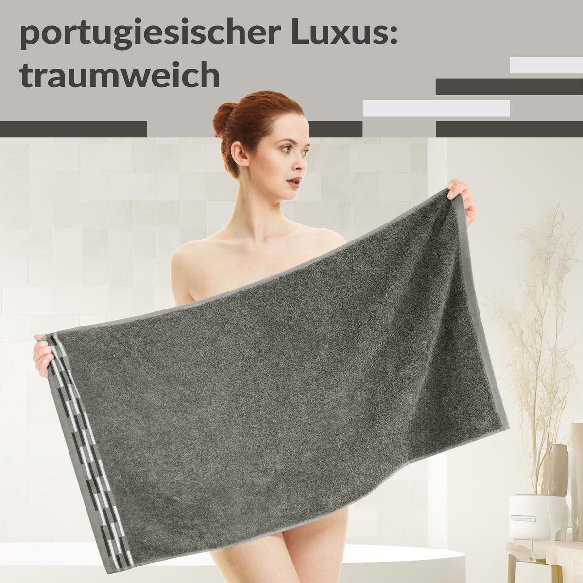 HANDTUCH Lugano Dunkelgrau 2er 50x100 cm - Dunkelgrau, Textil (50/100cm) - Lashuma