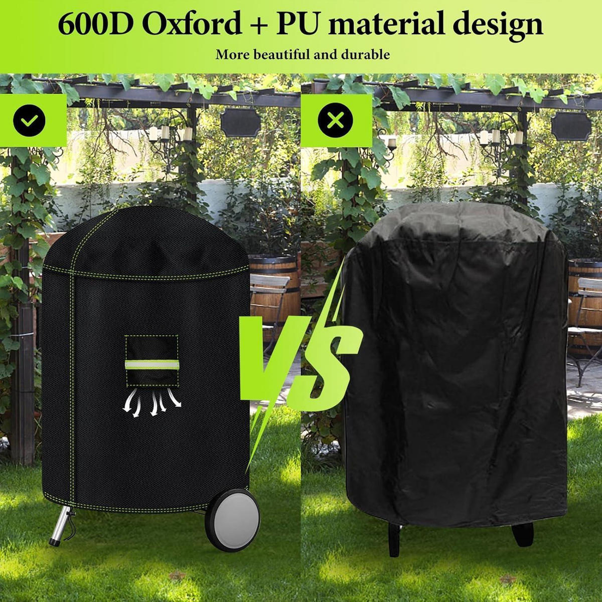ABDECKHAUBE Kugelgrill 600D Oxford Gewebe Ø77 x 90 cm - Schwarz, Textil (77/90/77cm)