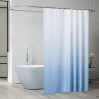 DUSCHVORHANG 180 x 200 cm Hellblau mit 12 Ringen - Hellblau, Textil (180/200cm)