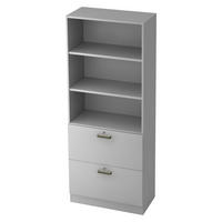 HÄNGEREGISTER Kombi - 2 Schübe 42/80/200,4 cm in Grau Streifengriff (Kunststoff) - Grau, Holzwerkstoff (80/200.4/42cm) - bümö