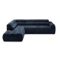 4-SITZER modulares Ecksofa VEER L Links, 283 x 190 cm, Chenille Webstoff Marine - Schwarz/Dunkelblau, Holz/Kunststoff (283/190cm) - Muffo