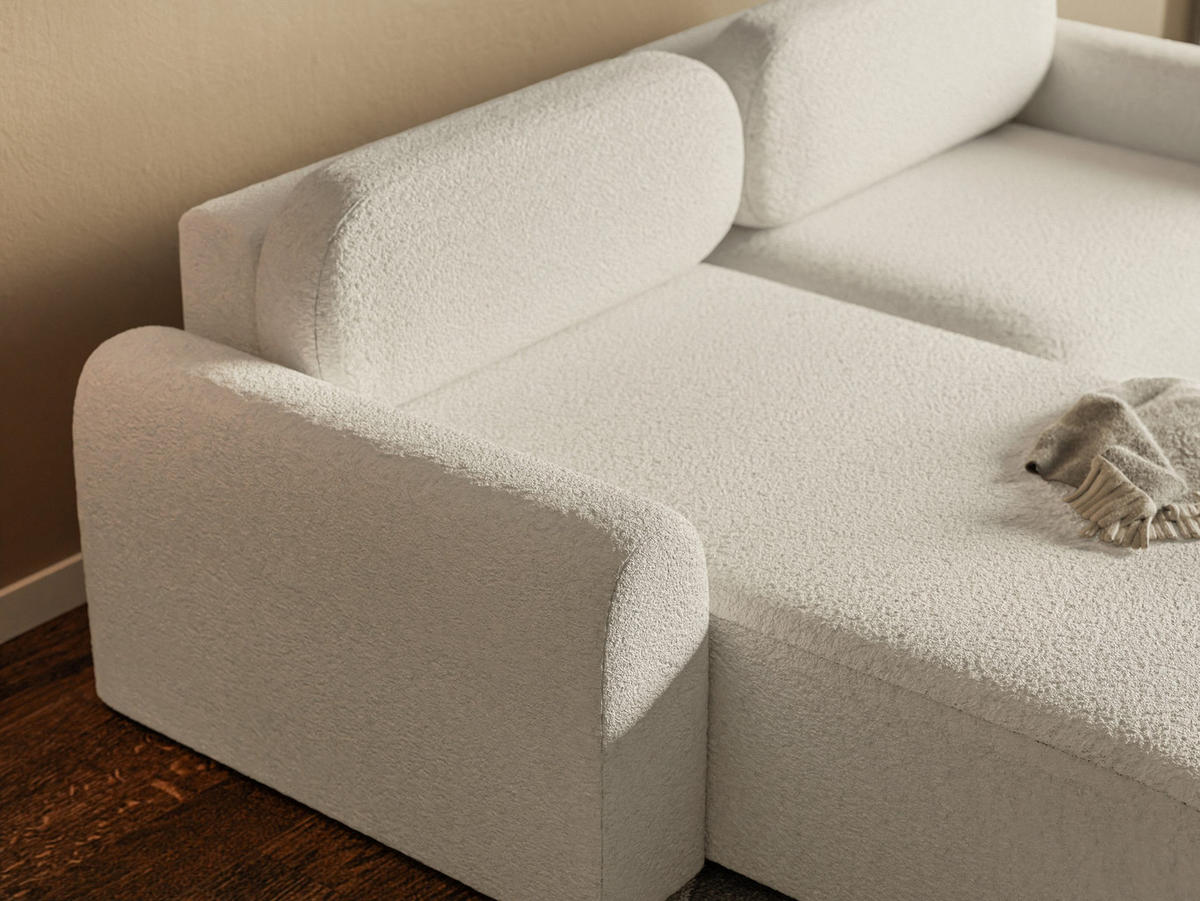 ECKSOFA Lome Mini mit Schlaffunktion, Weiß - Weiß, Textil (244/165cm) - Fedve