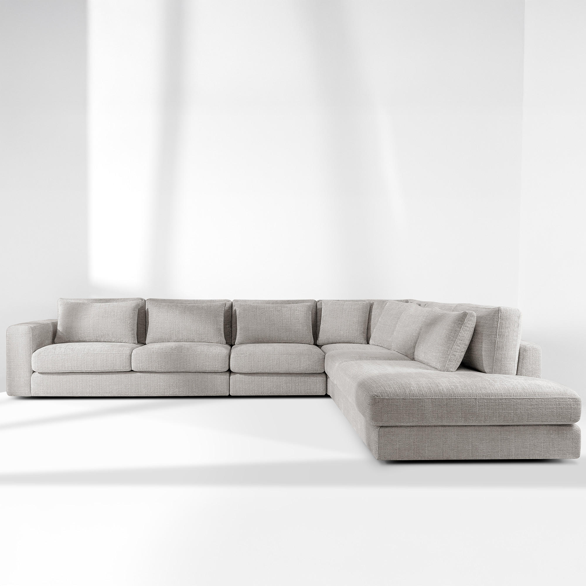 ECKSOFA XL rechts VERUS - Hellgrau, Holz/Holzwerkstoff (377/328cm) - KONSIMO®
