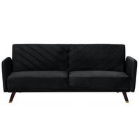 3-SITZER-SCHLAFSOFA Samtstoff Schwarz Senja - Schwarz, Textil (200/87/95cm) - Beliani