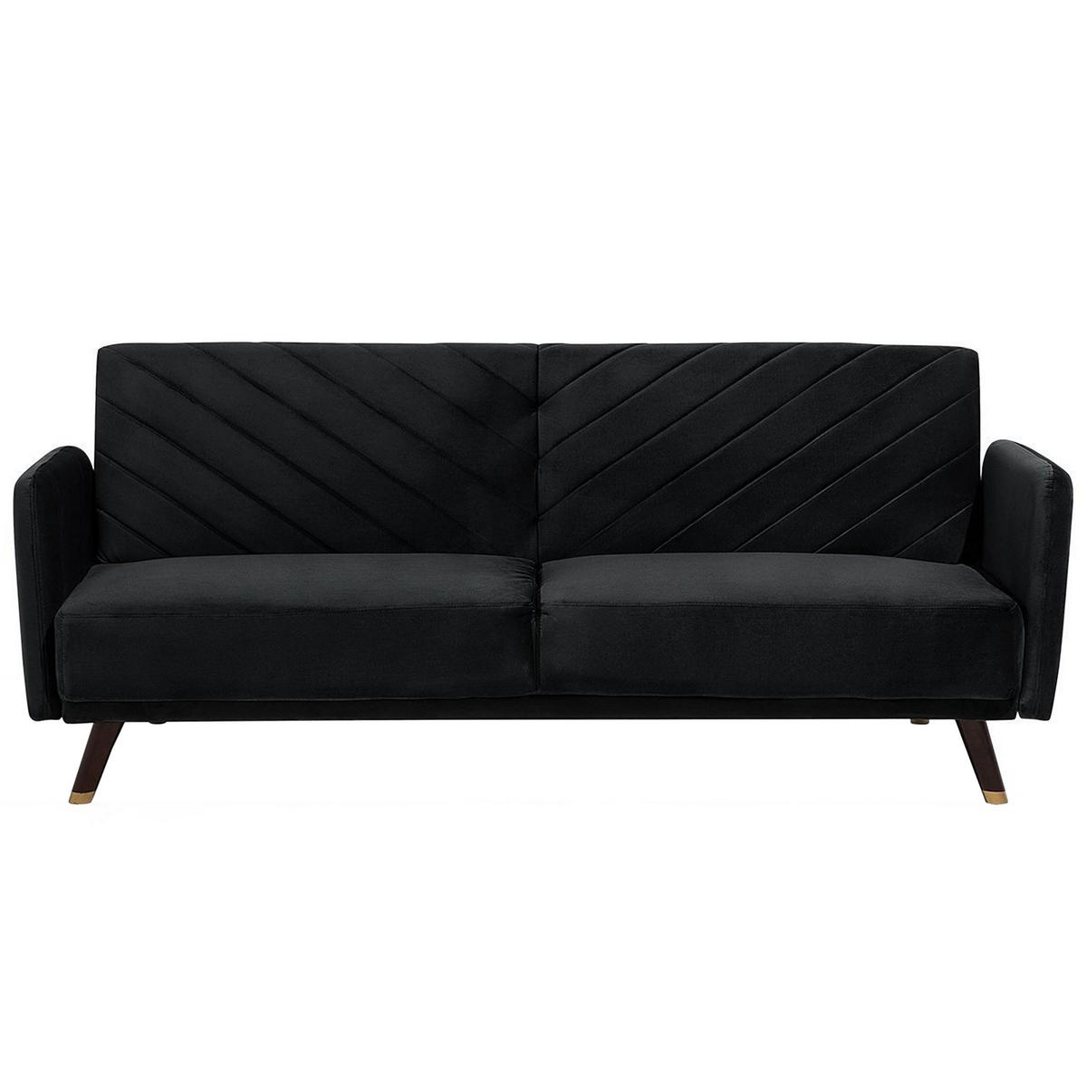 3-SITZER-SCHLAFSOFA Samtstoff Schwarz Senja - Schwarz, Textil (200/87/95cm) - Beliani