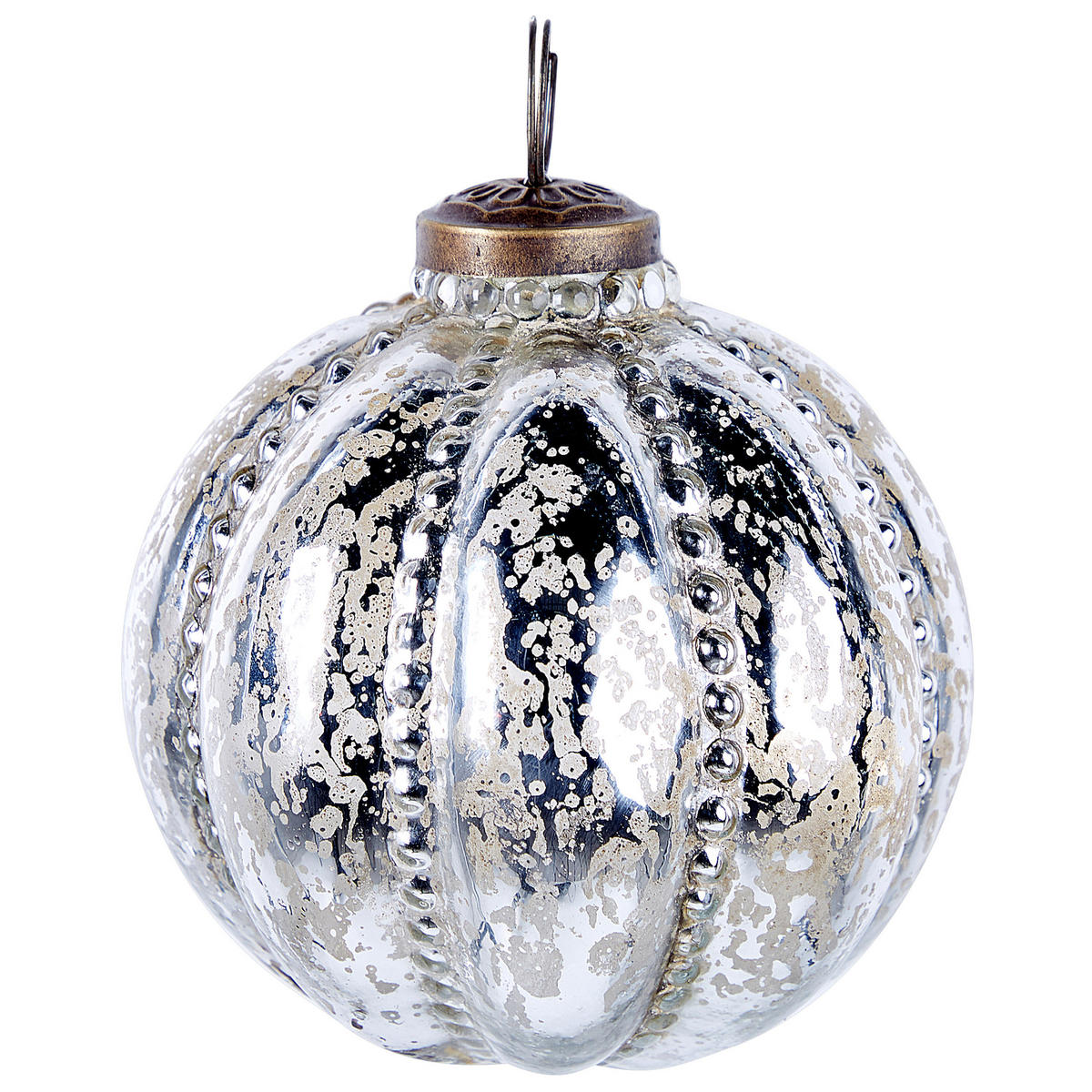 WEIHNACHTSKUGEL 6er Set Glas Silber Argentin - Silberfarben, Glas (10/14/10cm) - Beliani