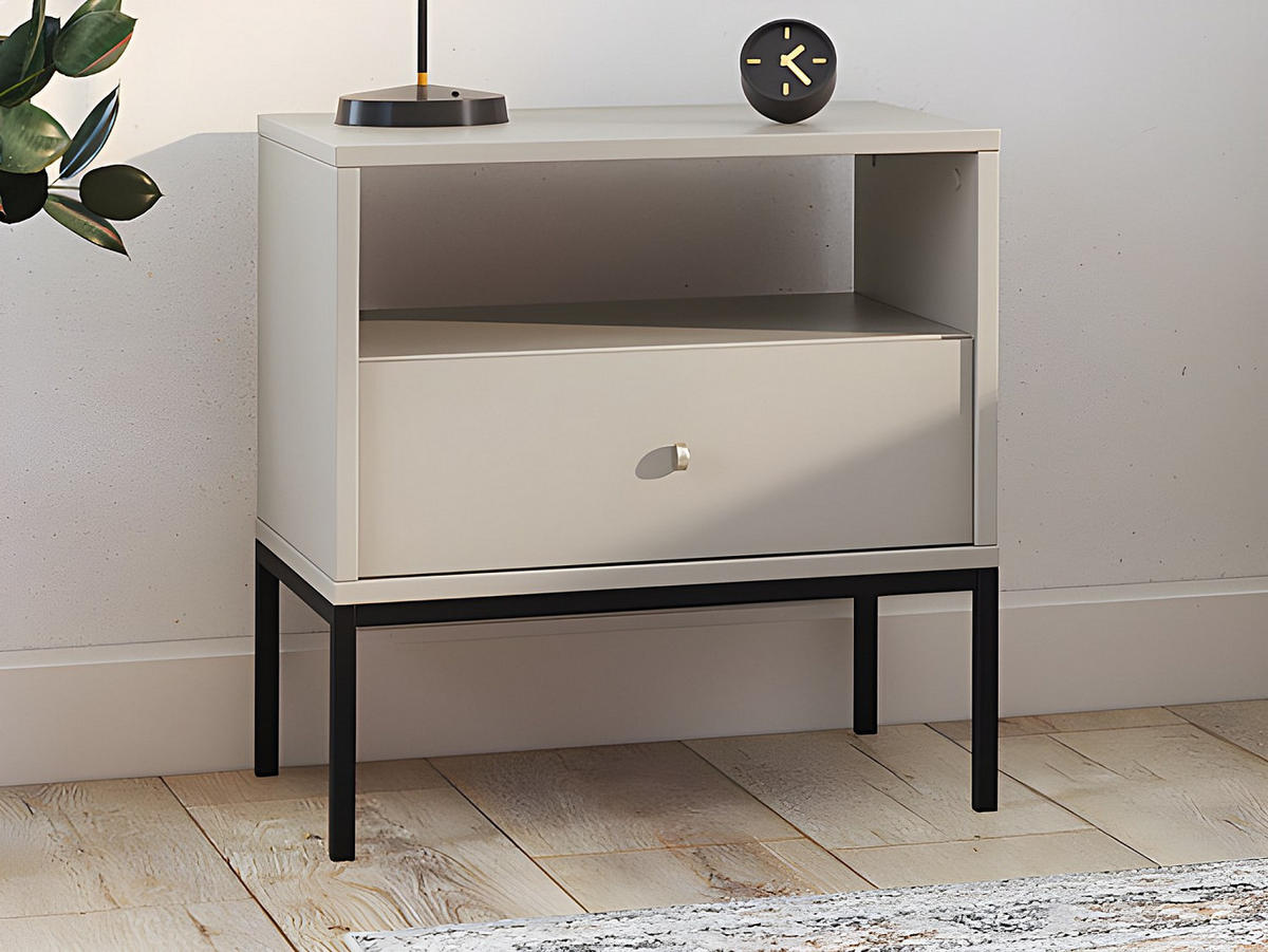 2ER-SET Nachttische mit 1 Schublade & 1 Ablage - Beige - BOGDAN - Beige, Holz (54/56/39cm) - Vente-Unique