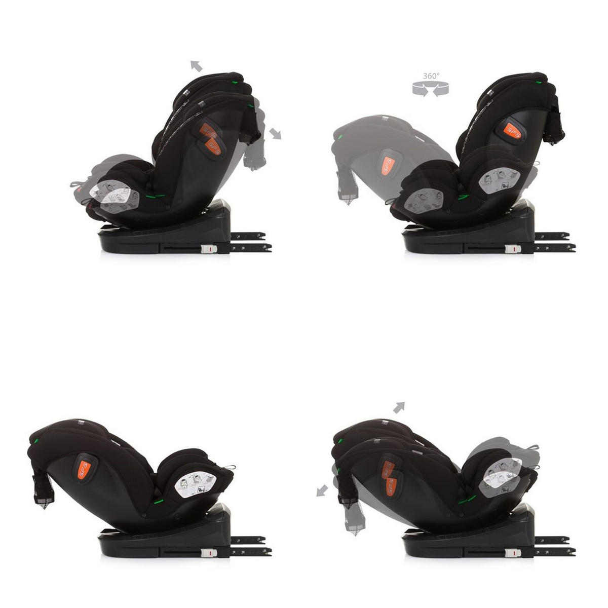 KINDERSITZ Volare i-Size (40-150cm) schwarz Isofix, drehbar, SPS, Top Tether - Schwarz, Kunststoff (46/78/42cm) - Chipolino