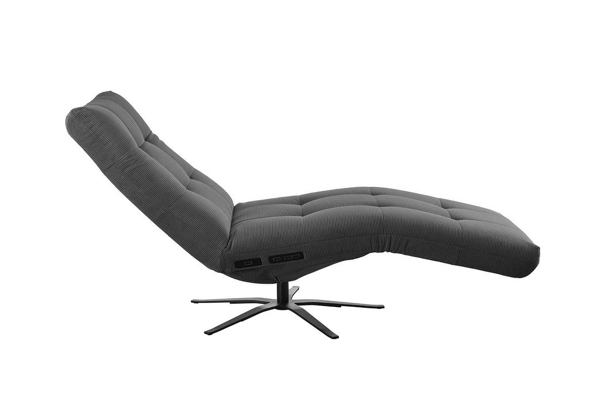 RELAXLIEGE LETICIA Anthrazit Cord - Anthrazit/Schwarz, Textil/Metall (82/115/156cm) - KAWOLA