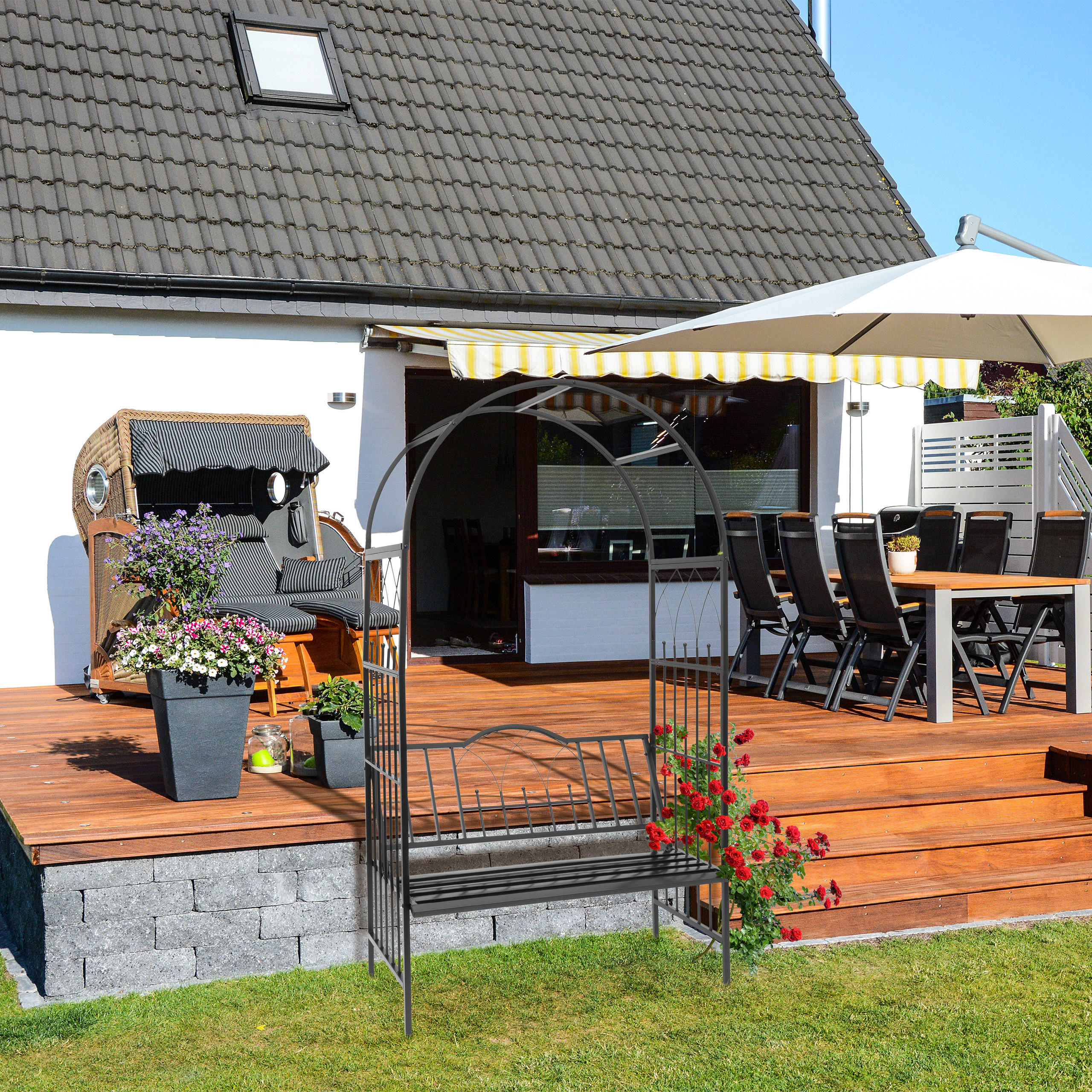 ROSENBOGEN - Schwarz, Metall (114.5/203/59cm) - Relaxdays