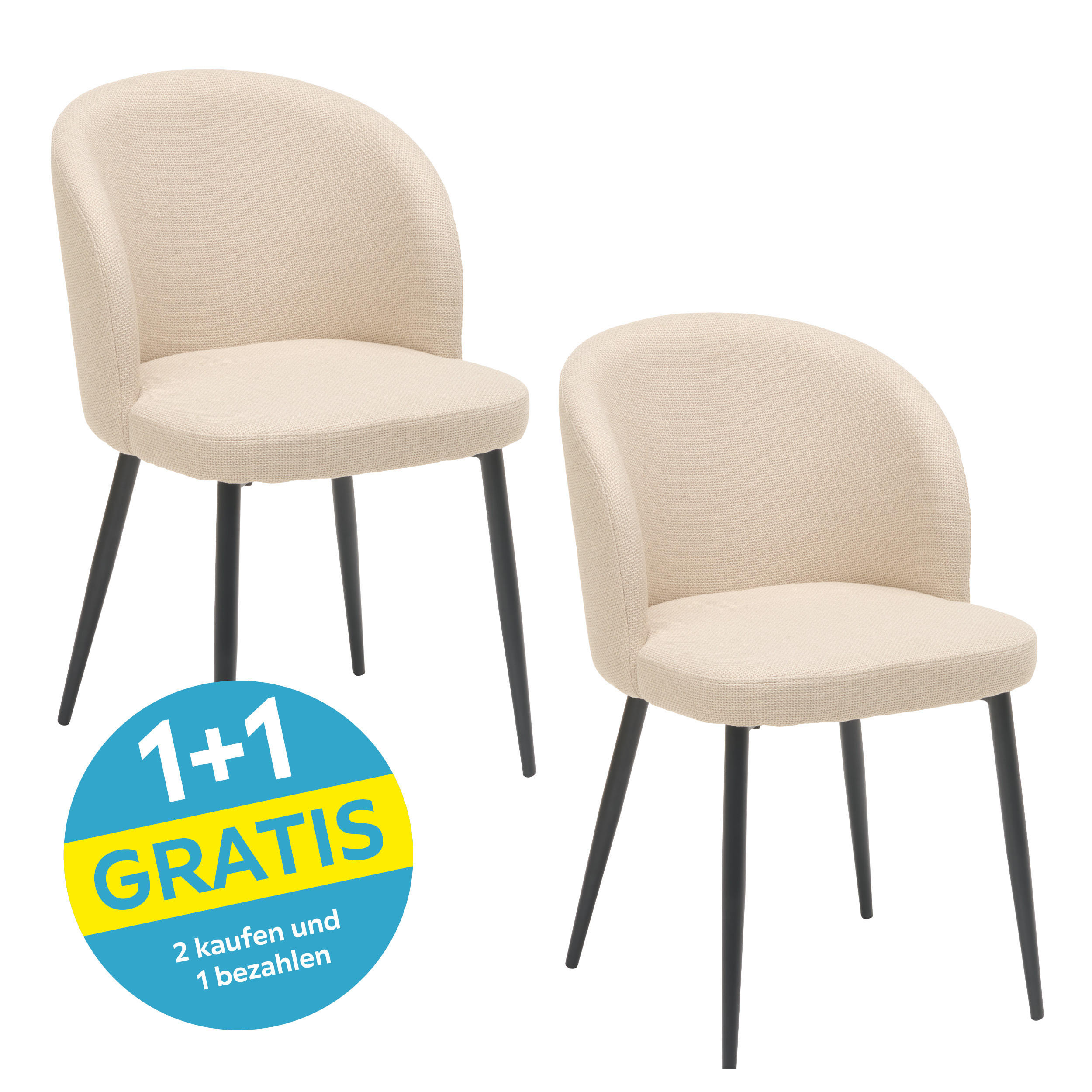 Vierfußstuhl Flo Webstoff Beige, B: 49 Cm