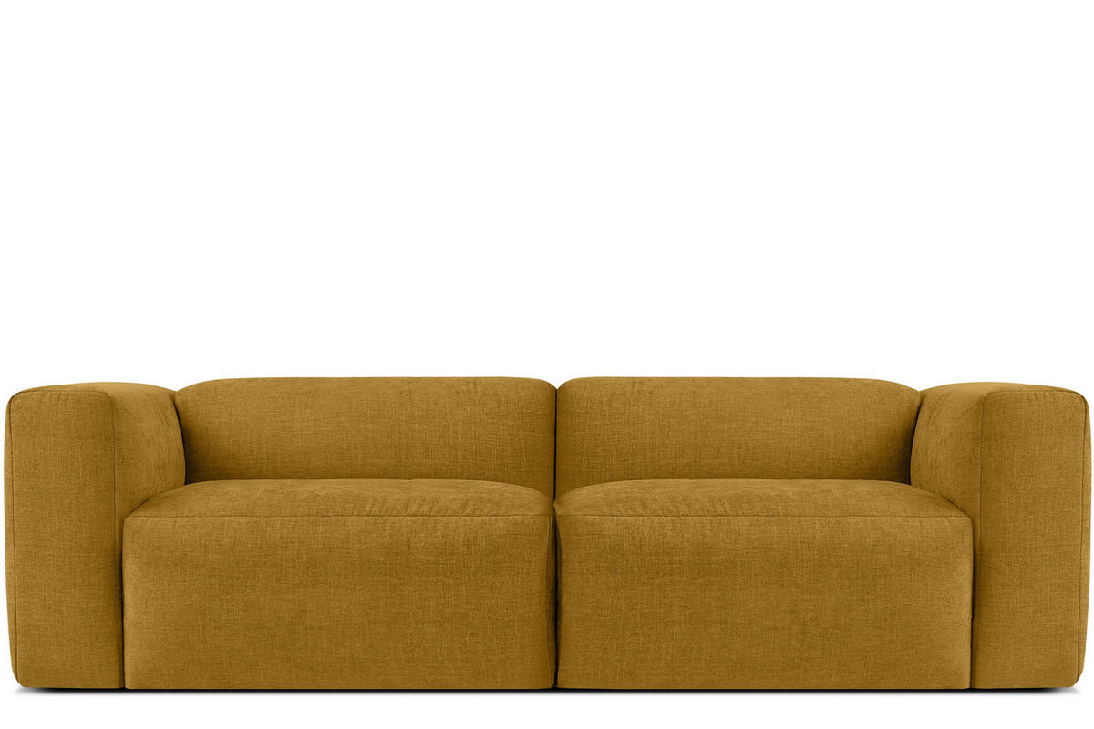 2,5-SITZER-MODULSOFA BUFFO mit extrem weicher und bequemer Sitzfläche, Gewebestoff, Honig - Honig, Textil (250/73/96cm) - KONSIMO®