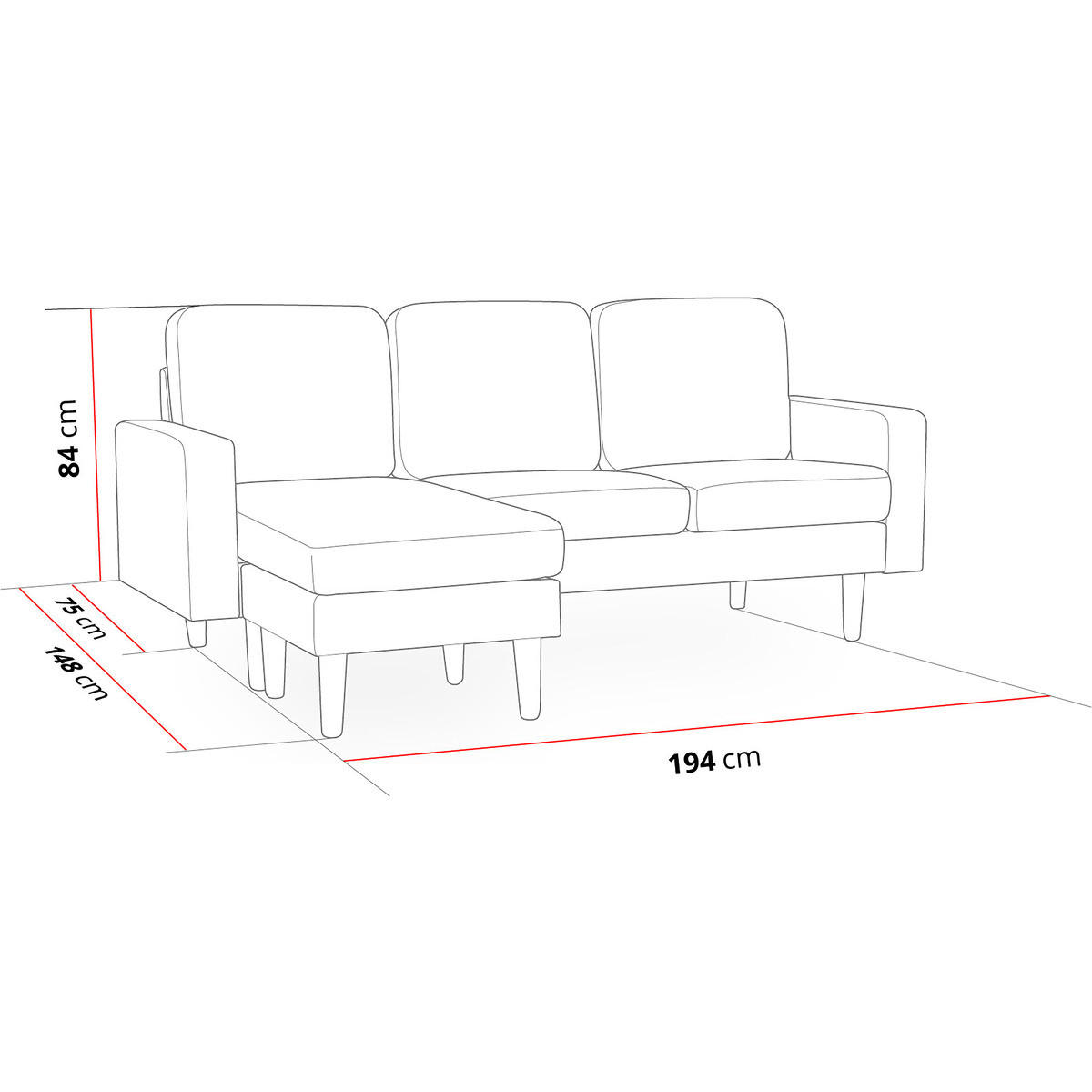ECKSOFA gabby Grau - Grau, Textil (75/194cm) - Habitat Garten