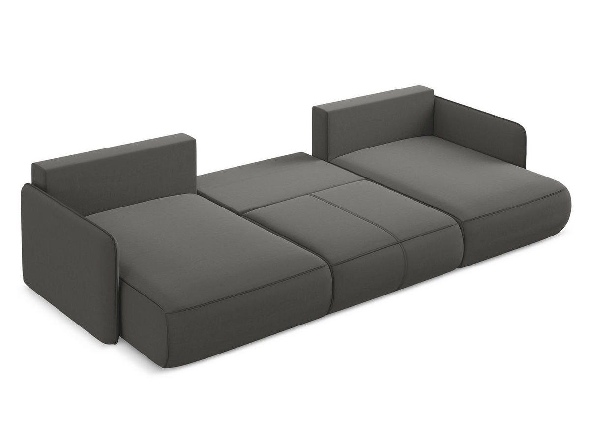 WOHNLANDSCHAFT Samt Stoff Grau - Dunkelgrau/Schwarz, Kunststoff/Textil (290/86/148cm) - Makamii