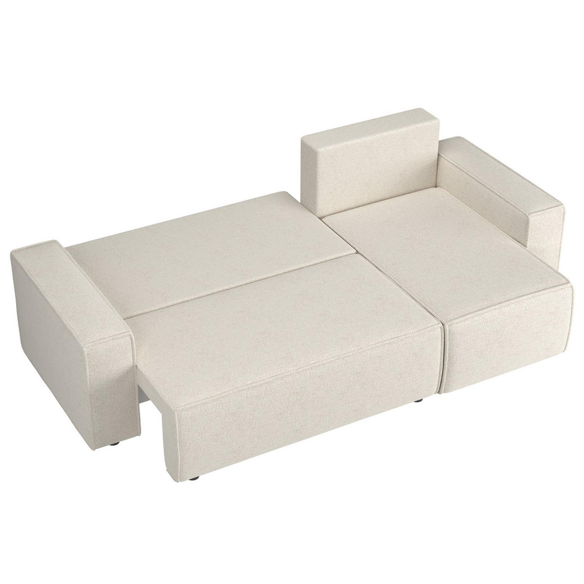 ECKSOFA Copertino Creme beidseitig montierbar - Creme/Schwarz, Kunststoff/Textil (244/145cm) - Selsey
