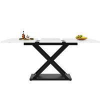 ESSTISCH ausziehbar 120-160 x 80 cm MDF Weiß/Schwarz - Weiß, Metall (120/80/75cm) - Meubliv