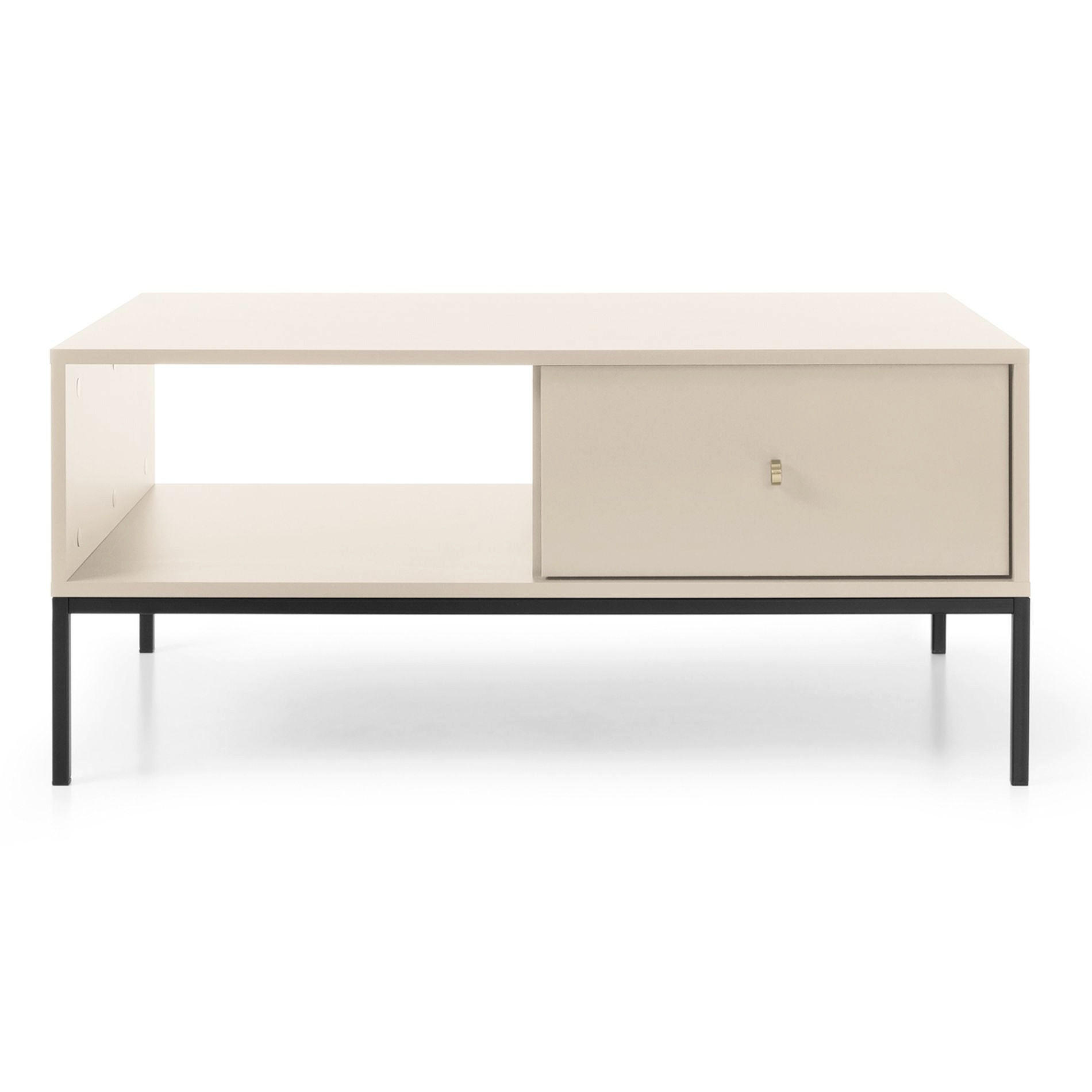 COUCHTISCH Monne Beige 68 x 104 cm - Beige/Schwarz, Holzwerkstoff/Metall (68/104/46cm) - Selsey