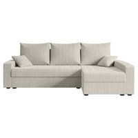 ECKSOFA mit Schlaffunktion und Bettkasten ALESIA-L 231x140x90 cm Creme Cord - Silberfarben/Hellgrau, Holzwerkstoff/Kunststoff (231/140cm) - ALTDECOR