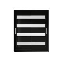 SCHWEBETÜRENSCHRANK Westa XIII - Silberfarben/Schwarz, Holzwerkstoff/Metall (150/200/58cm) - MIRJAN24