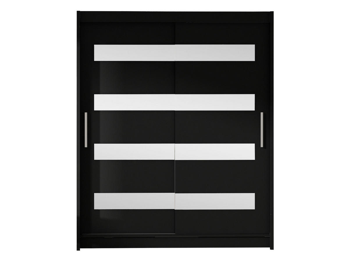 SCHWEBETÜRENSCHRANK Westa XIII - Silberfarben/Schwarz, Holzwerkstoff/Metall (150/200/58cm) - MIRJAN24