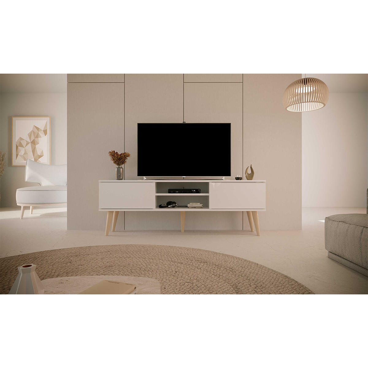 TV-MÖBEL Toronto Weiß - Weiß, Holzwerkstoff (160/55/35cm) - Petits-meubles