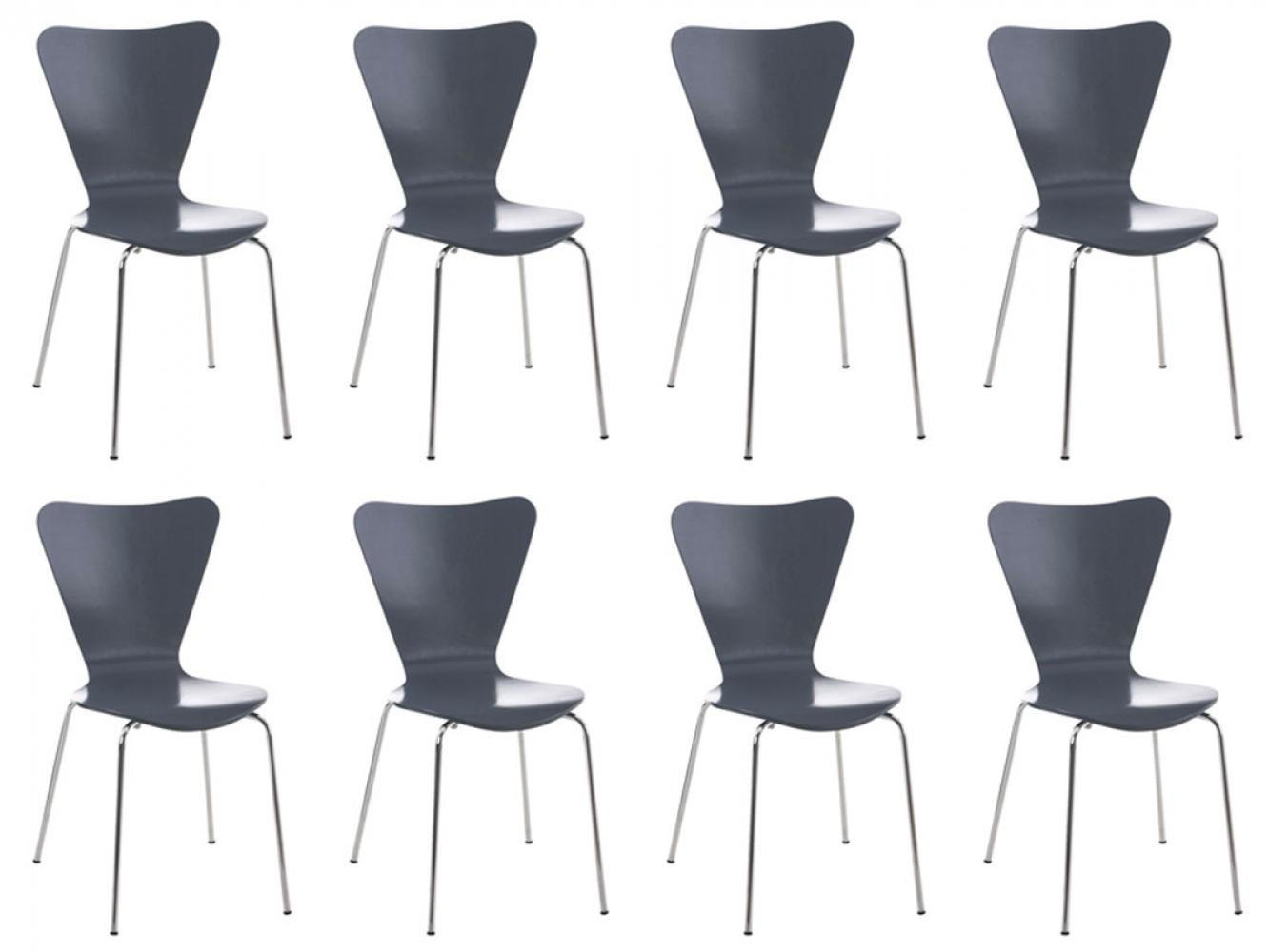 BESUCHERSTUHL 8er Set Holz grau - Grau, Holz/Metall (45/85/49cm) - CLP