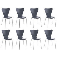 BESUCHERSTUHL 8er Set Holz grau - Grau, Holz/Metall (45/85/49cm) - CLP