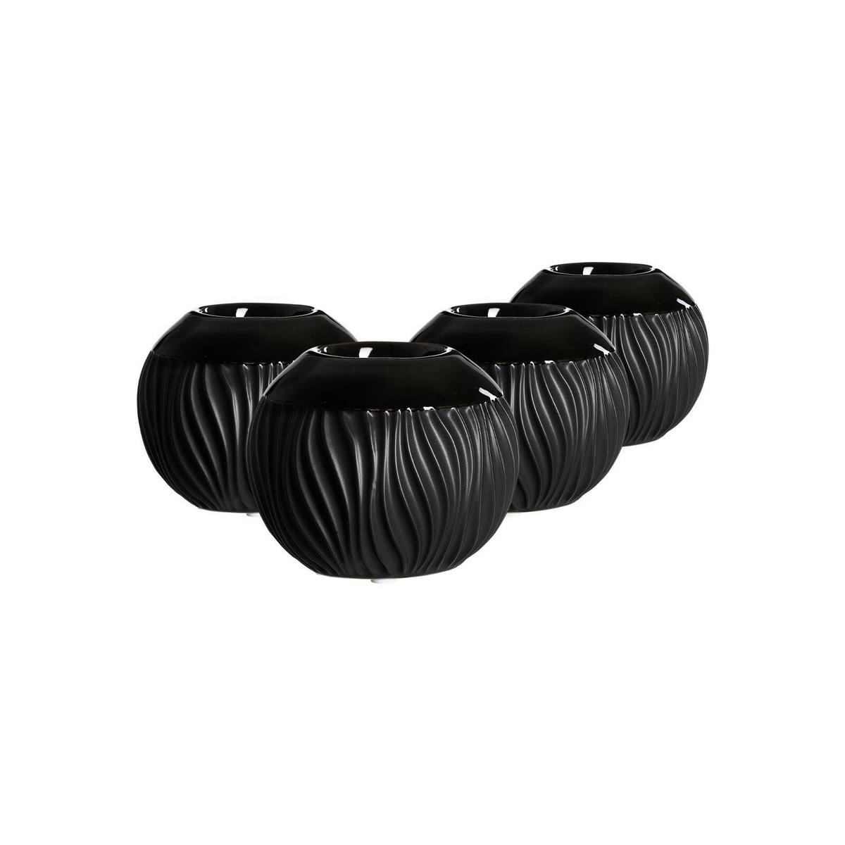TEELICHTHALTER Onyx schwarz ø 11 cm 4er Set - Schwarz, Keramik (9cm) - Ritzenhoff Breker