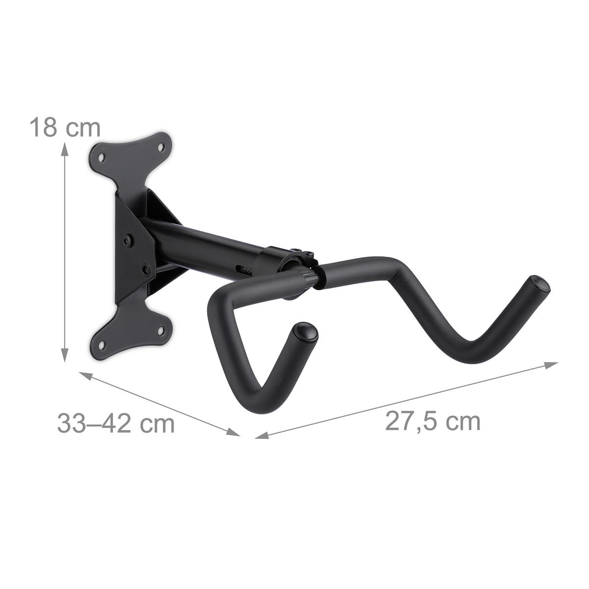 FAHRRADWANDHALTERUNG - Schwarz, Kunststoff/Metall (27.5/18/33cm) - Relaxdays