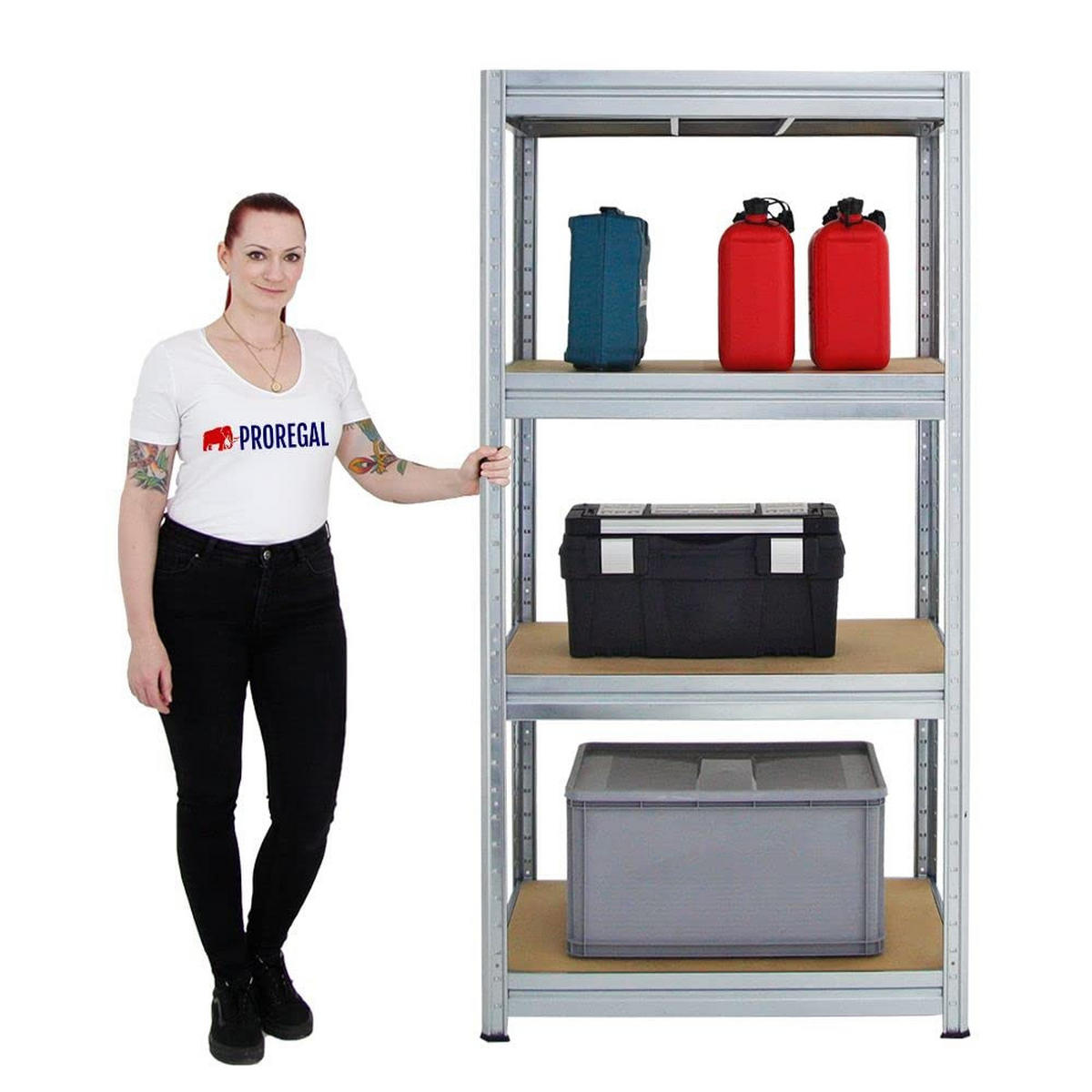 SCHWERLASTREGAL Dino 2er-Set mit 2x 180x90x60 cm Fachlast 600 kg Verzinkt - Silberfarben, Metall (180/180/60cm) - PROREGAL