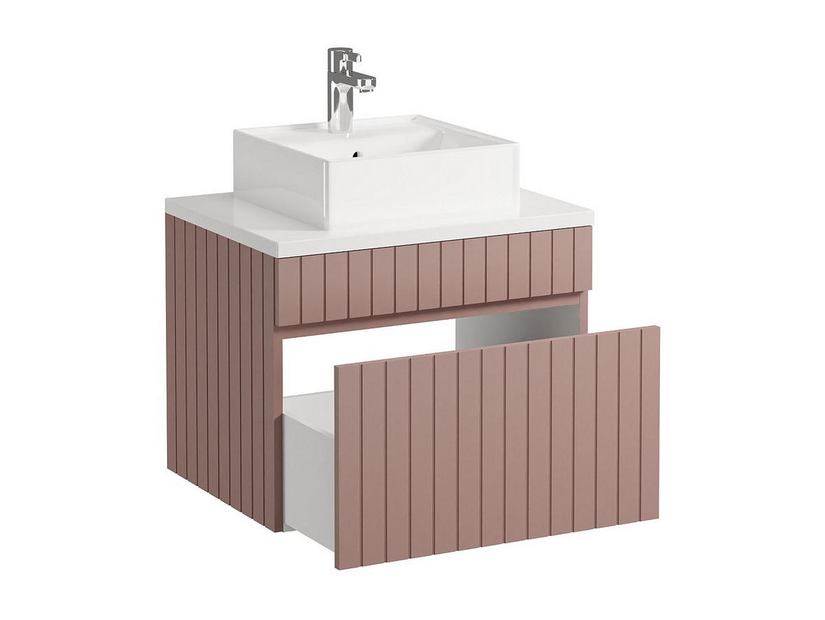 EINZELWASCHTISCH - 60cm x 46cm - MDF - puderrosa - SATARA - Pink, Holz (60/46/46cm) - Vente-Unique
