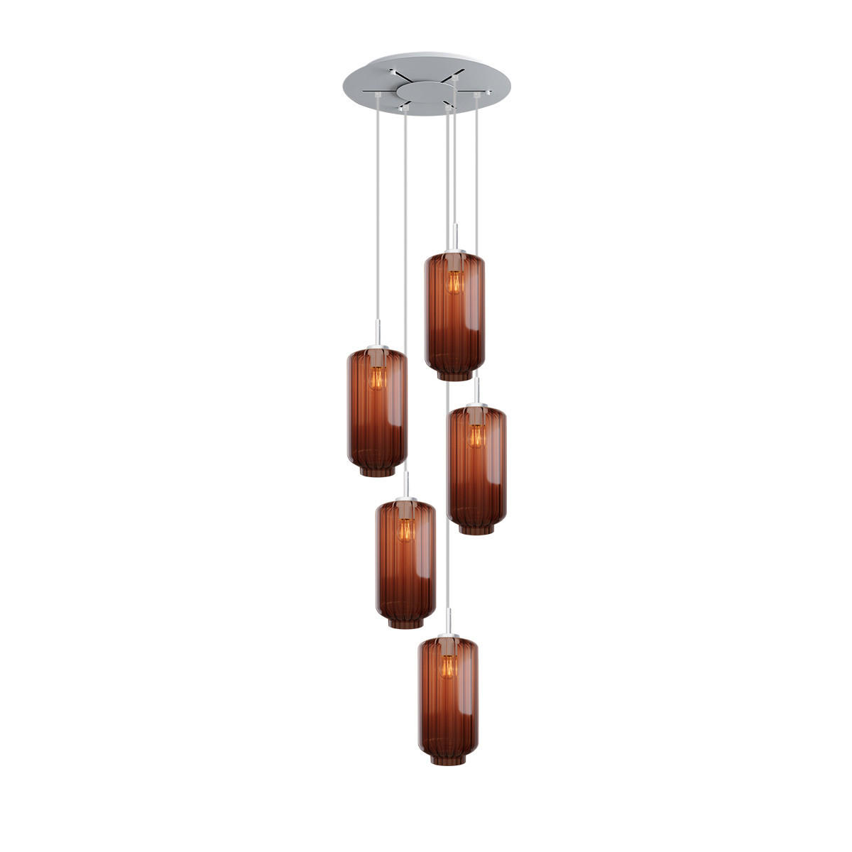 GALERIELEUCHTE Velo 5-flammig Braun Ø 18cm - Braun/Weiß, Glas (18/18/33cm) - s.luce