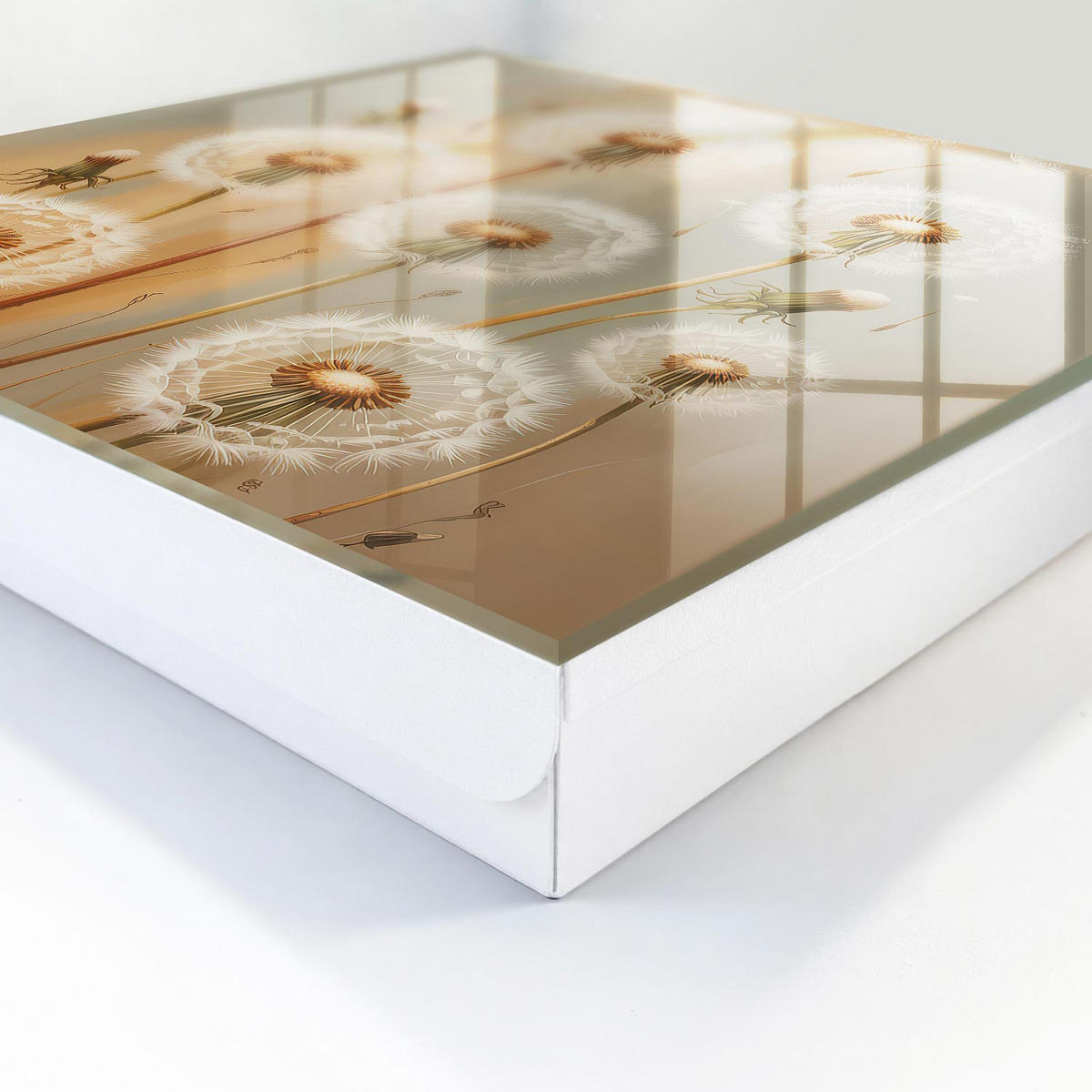SCHLÜSSELBOX Weiß 30x30 cm – Türöffnung nach rechts - Löwenzahn Schönheit - Weiß, Metall (30/30/5cm) - TULUP