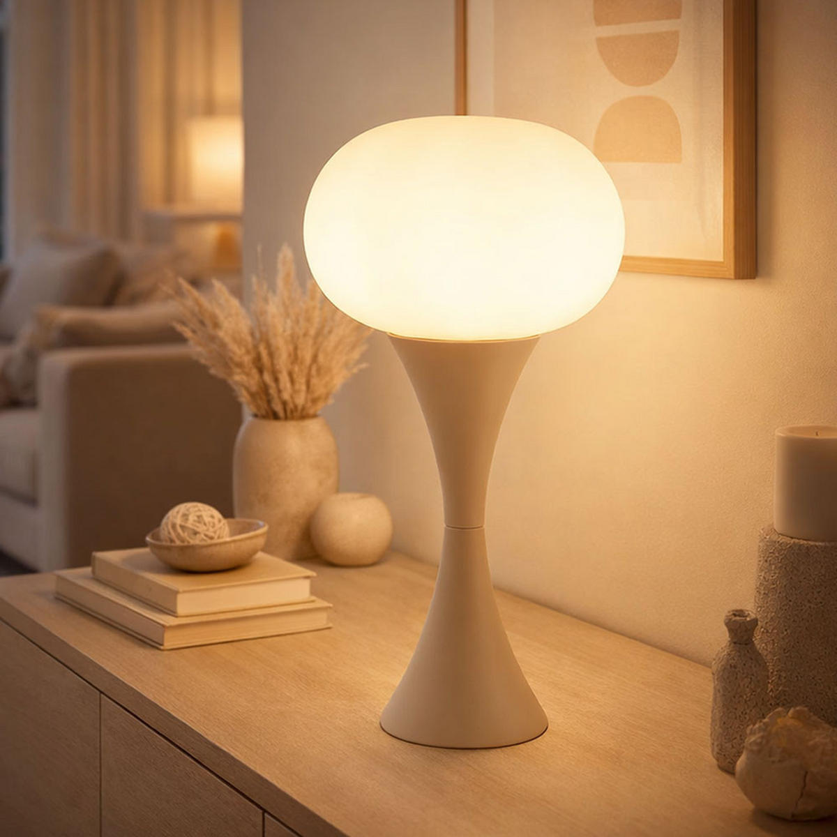 LED TISCHLEUCHTE Metall Opalglas Sand - Bernsteinfarben, Glas (18/18/36.9cm) - Globo Lighting