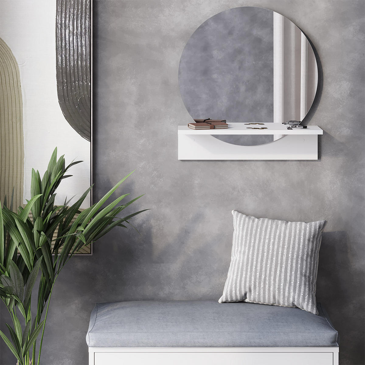 BADEZIMMERSPIEGEL Elyra Weiß 50 x 54.5 cm mit Ablage - Weiß, Holzwerkstoff (50/54.5/15cm) - Vicco