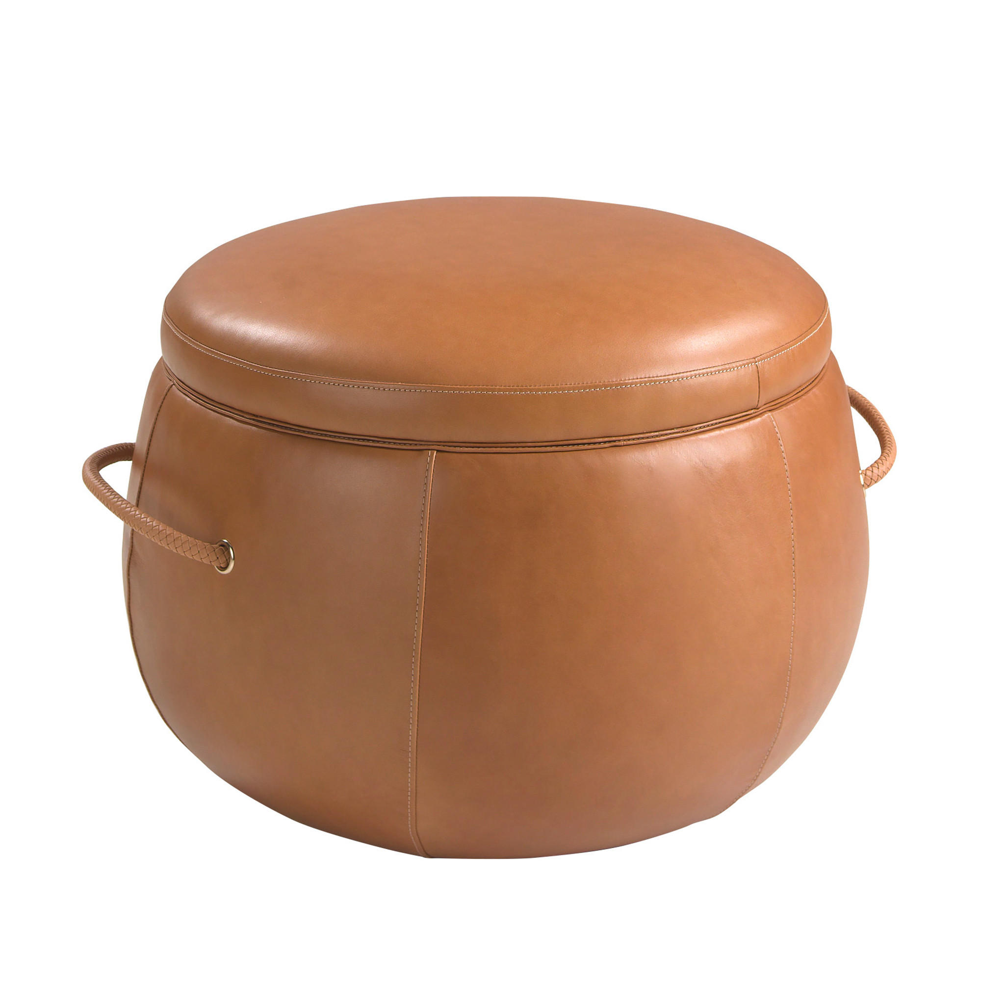 POUF rund Kamel 63/63/47 - Braun, Leder (63/47/63cm) - ANGEL CERDA