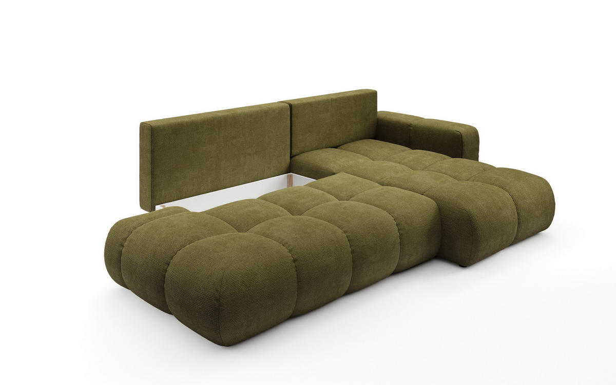 ECKSOFA DUCA R-S Grün Chenille mit Schlaffunktion - Grün, Holz (266.5/266.5cm) - MASSENO