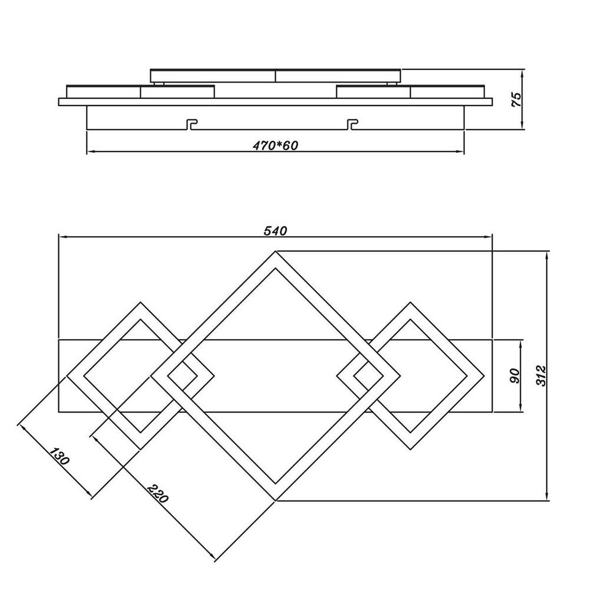 LED DECKENLEUCHTE Holzoptik Braun - Braun, Metall (54/31.2/7.5cm) - Globo Lighting