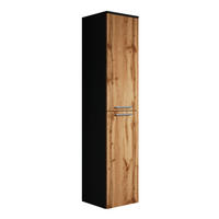 BADEZIMMERSCHRANK Venus mit 2 Türen Eiche / Schwarz - 30 x 30 x 160 cm - Eichefarben/Schwarz, Holz (30/160/30cm) - Badplaats