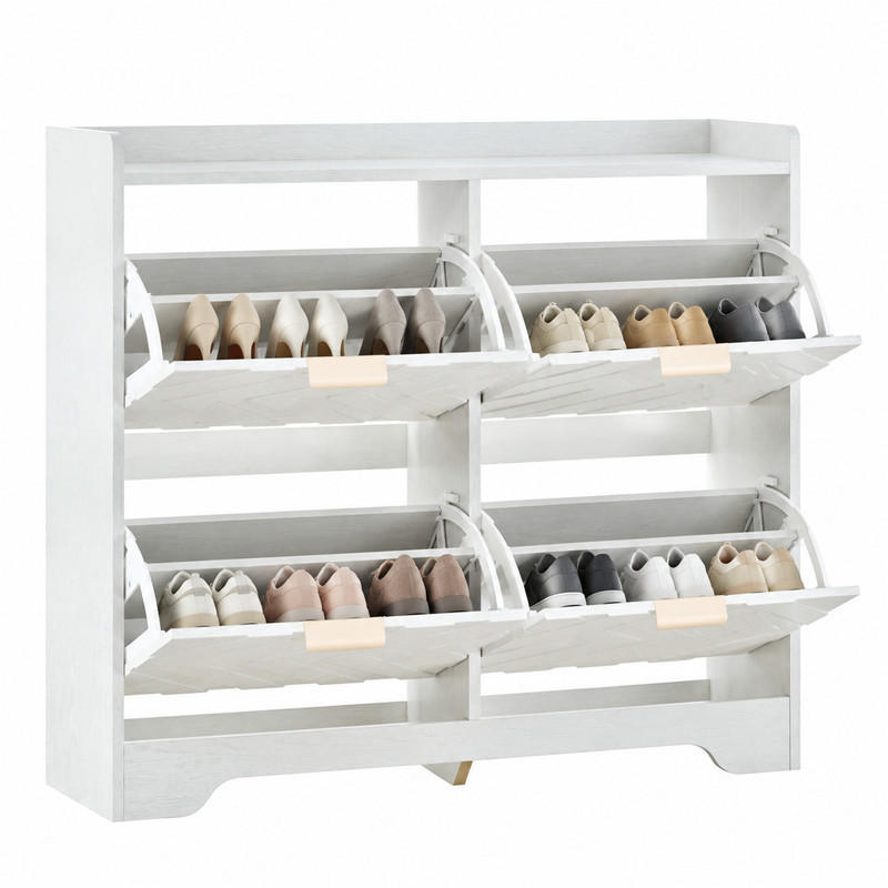 Beauniv Schuhschrank Weiß 24x90x105 cm