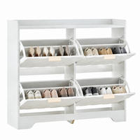 SCHUHSCHRANK mit 4 Klappfächern 105 x 24 x 90 cm Weiß - Weiß, Holz (24/90/105cm) - Beauniv