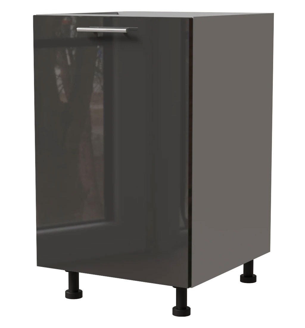 KÜCHENUNTERSCHRANK Essen D1D/50 Graphit Hochglanz / Grau Matt 50 / 50 / 82cm - Graphitfarben/Grau, Holz/Holzwerkstoff (50/82/50cm) - Feldmann-Wohnen