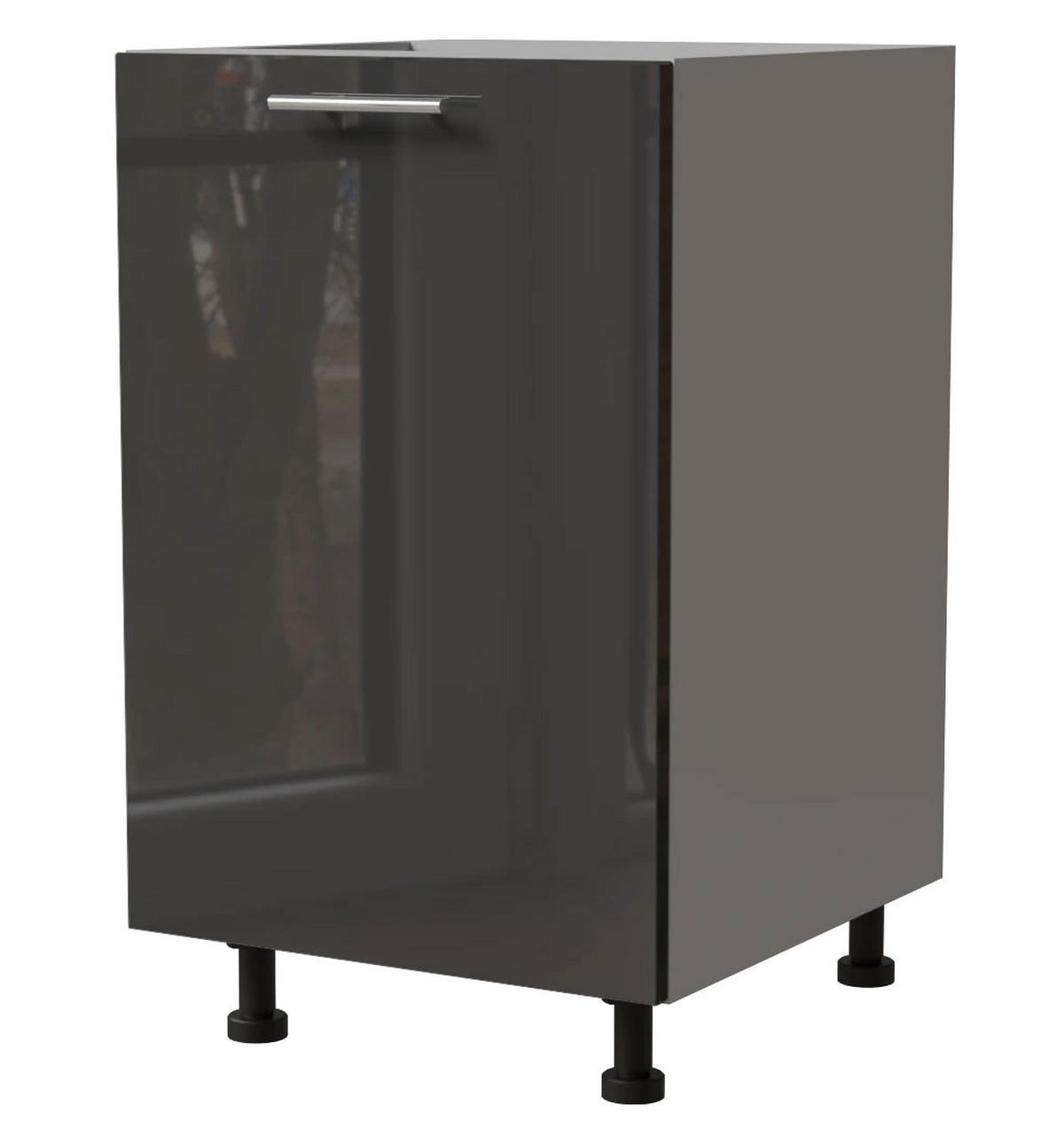 KÜCHENUNTERSCHRANK Essen D1D/50 Graphit Hochglanz / Grau Matt 50 / 50 / 82cm - Graphitfarben/Grau, Holz/Holzwerkstoff (50/82/50cm) - Feldmann-Wohnen