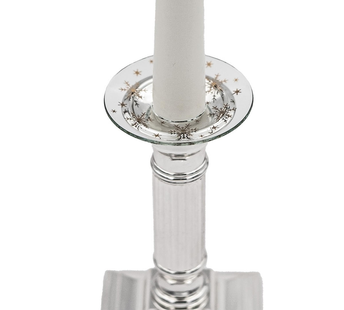 GLAS-KERZENMANSCHETTE (Bobeches) "Eiskristalle in Gold" für Kerzen bis Ø 25 mm - Transparent, Paraffin (7/0.2/7cm) - Holfeuer Crystal Design